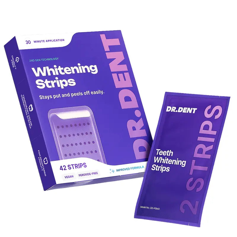 DR DENT Purple Teeth Whitening Strips - Gentle & Effective